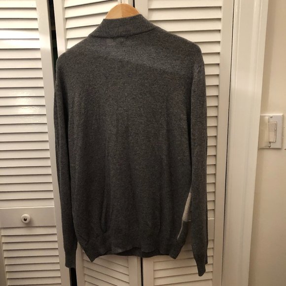 Castri men zip up gray sweater, merino wool blend, made in Italy, L - Picture 2 of 7